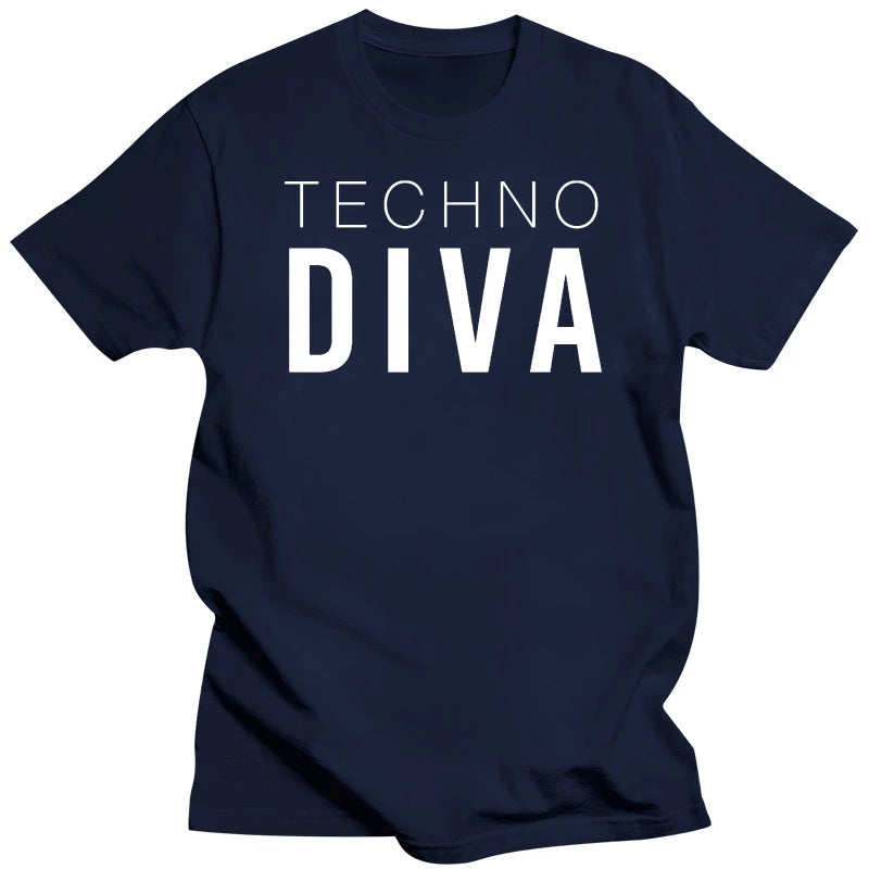 TECHNO DIVA T-Shirt Mens Girls Music Festival Underground Ibiza custom printed tshirt hip hop funny tee