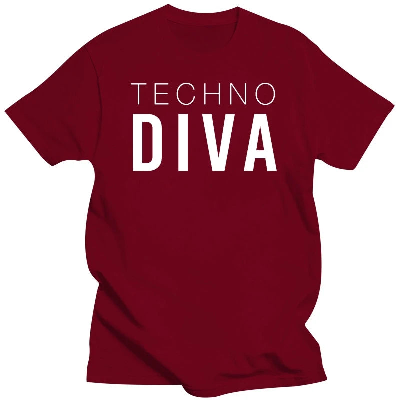 TECHNO DIVA T-Shirt Mens Girls Music Festival Underground Ibiza custom printed tshirt hip hop funny tee