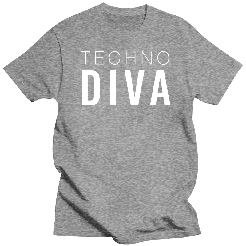TECHNO DIVA T-Shirt Mens Girls Music Festival Underground Ibiza custom printed tshirt hip hop funny tee