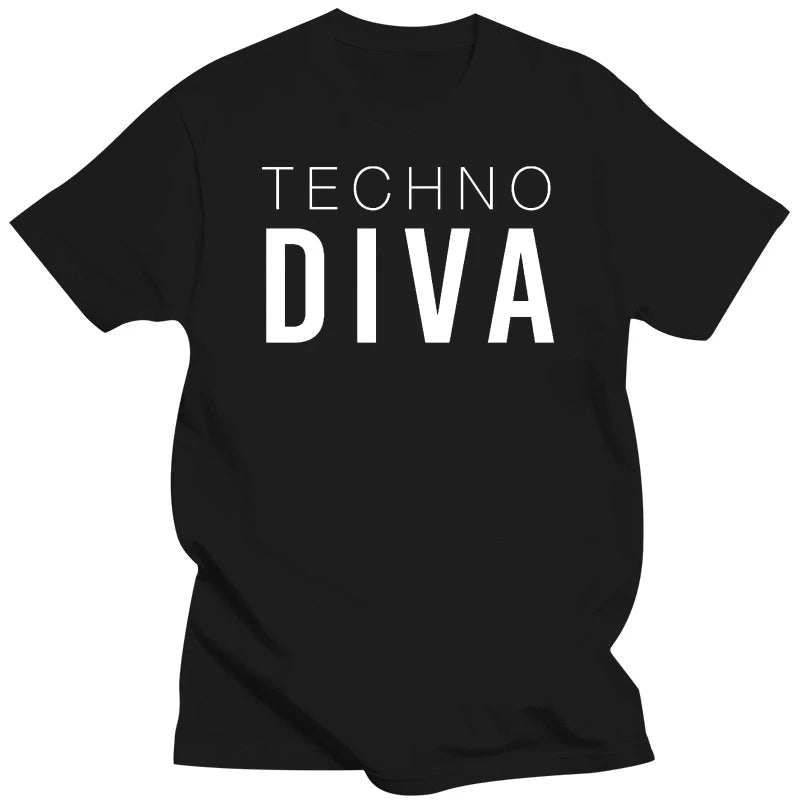 TECHNO DIVA T-Shirt Mens Girls Music Festival Underground Ibiza custom printed tshirt hip hop funny tee