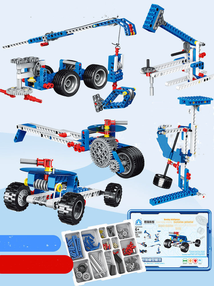 Mechanical gear assembling electronic building blocks