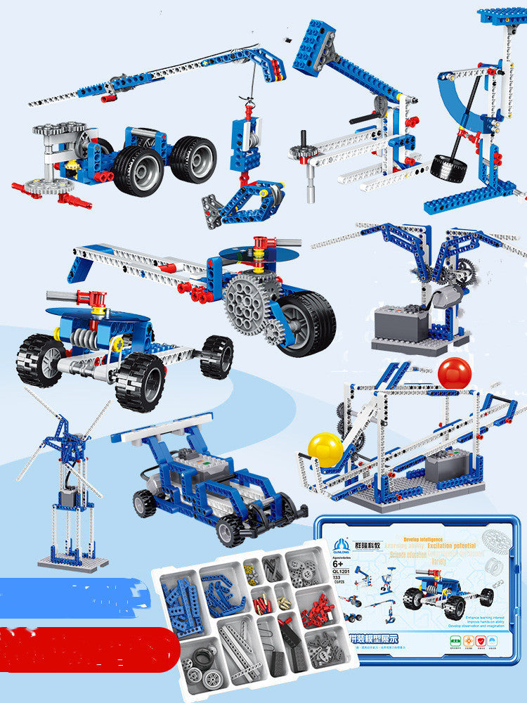 Mechanical gear assembling electronic building blocks