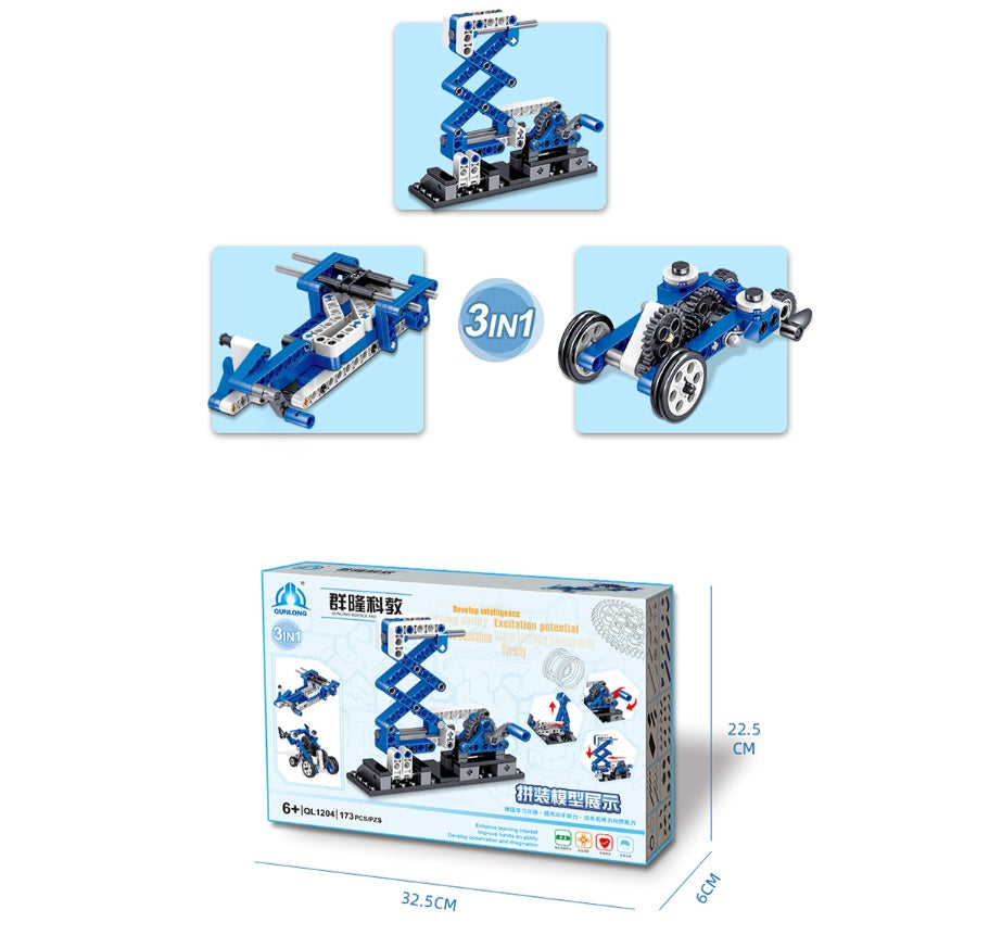 Mechanical gear assembling electronic building blocks