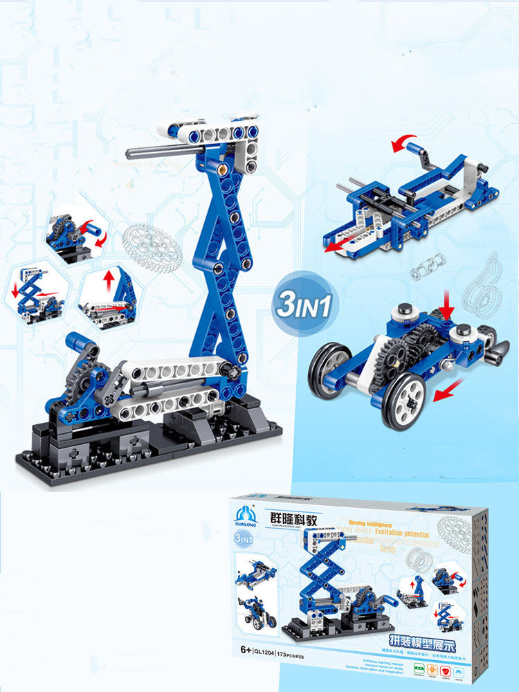 Mechanical gear assembling electronic building blocks