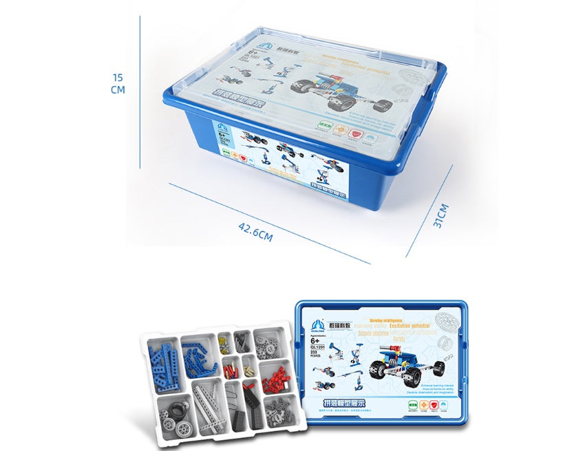 Mechanical gear assembling electronic building blocks