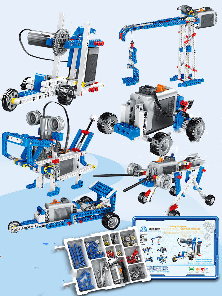 Mechanical gear assembling electronic building blocks