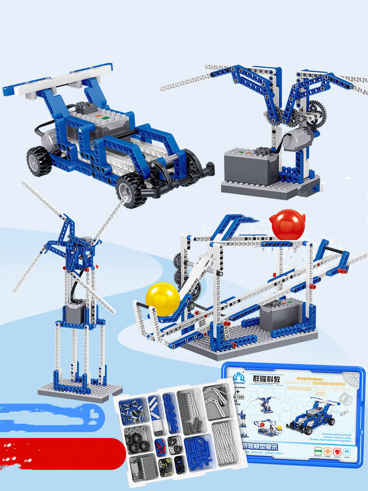 Mechanical gear assembling electronic building blocks