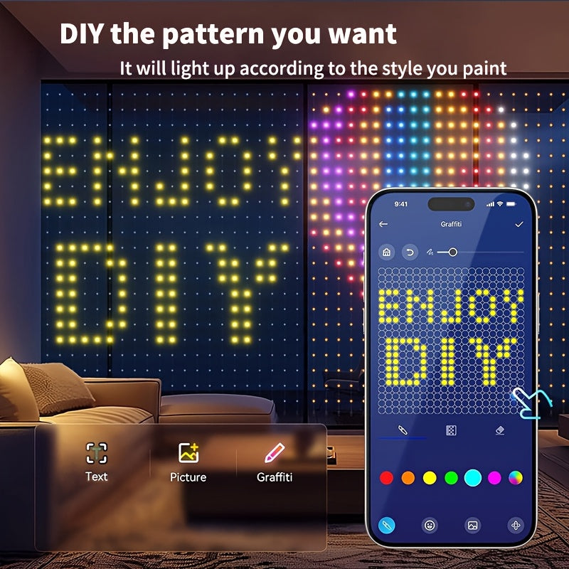 1pc, ecran Led -Guirlandes inteligentes , , APP Control to for Switch At Any Time,