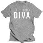 TECHNO DIVA T-Shirt Mens Girls Music Festival Underground Ibiza custom printed tshirt  hip hop funny tee