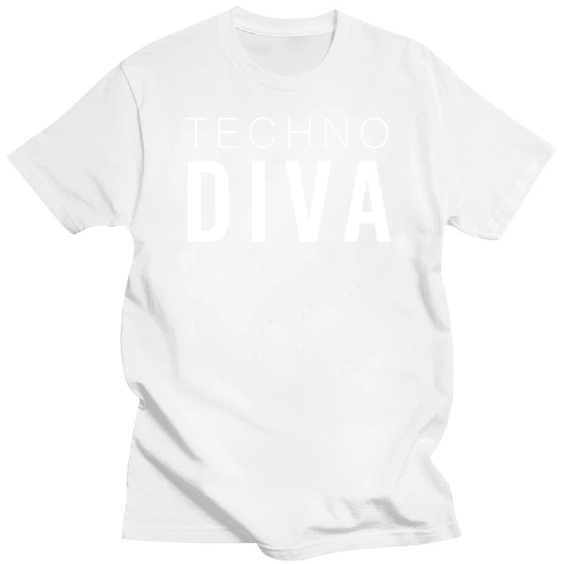 TECHNO DIVA T-Shirt Mens Girls Music Festival Underground Ibiza custom printed tshirt  hip hop funny tee