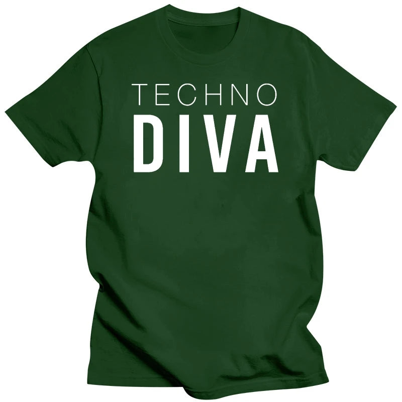 TECHNO DIVA T-Shirt Mens Girls Music Festival Underground Ibiza custom printed tshirt  hip hop funny tee